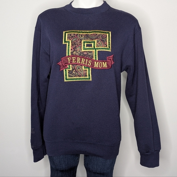 ✨3/$15 Vintage JanSport Blue Ferris University Mom Sweatshirt M - Picture 1 of 9